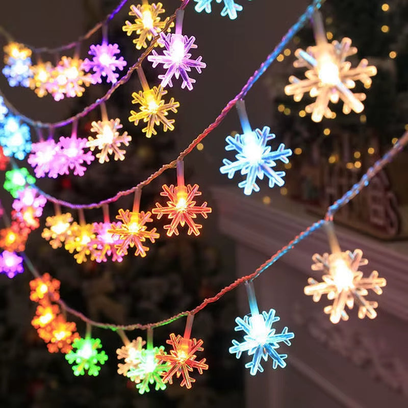 10/20/80Leds Snowflake String Garland Fairy Lights Usb/Battery Powered Christmas Tree Holiday New Year Bedroom Decoration Lamps